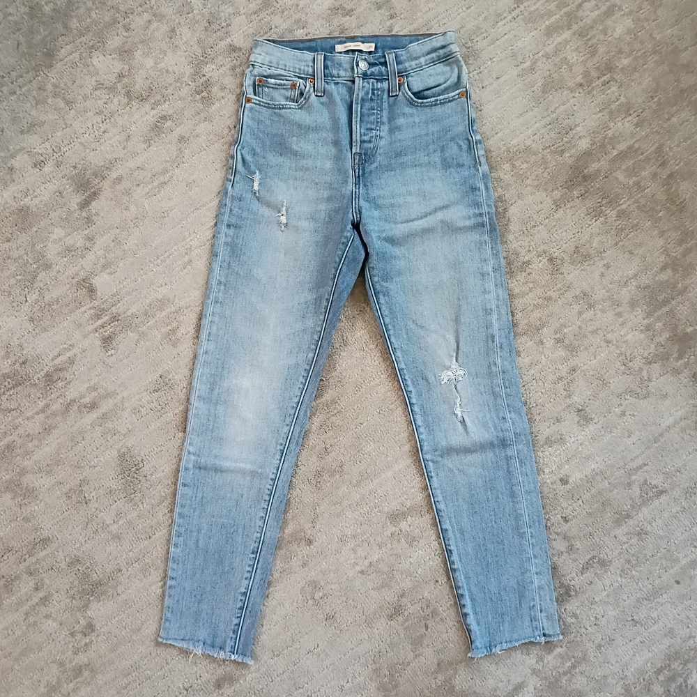 Levi's Wedgie Skinny Distressed Button Fly High Rise Jeans